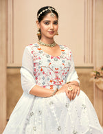 Thumbnail for Jyoti Fashion Women's White Faux Georgette Heavy Embroidered Kurta Set - Distacart