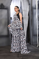 Thumbnail for Jyoti Fashion Women's Black Faux Georgette Digital Printed Designer Saree with Blouse - Distacart