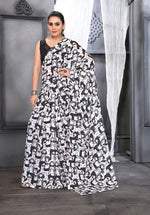 Thumbnail for Jyoti Fashion Women's Black Faux Georgette Digital Printed Designer Saree with Blouse - Distacart
