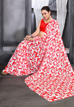 Thumbnail for Jyoti Fashion Women's Red Faux Georgette Digital Printed Designer Saree with Blouse - Distacart
