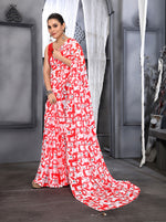 Thumbnail for Jyoti Fashion Women's Red Faux Georgette Digital Printed Designer Saree with Blouse - Distacart