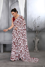Thumbnail for Jyoti Fashion Women's Maroon Faux Georgette Digital Printed Designer Saree with Blouse - Distacart