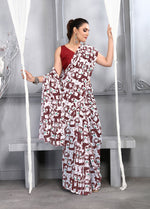 Thumbnail for Jyoti Fashion Women's Maroon Faux Georgette Digital Printed Designer Saree with Blouse - Distacart