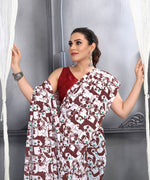 Thumbnail for Jyoti Fashion Women's Maroon Faux Georgette Digital Printed Designer Saree with Blouse - Distacart