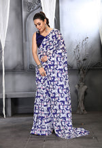 Thumbnail for Jyoti Fashion Women's Navy Blue Faux Georgette Digital Printed Designer Saree with Blouse - Distacart