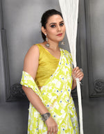 Thumbnail for Jyoti Fashion Women's Lemon Yellow Faux Georgette Digital Printed Designer Saree with Blouse - Distacart