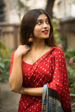 Thumbnail for Jyoti Fashion Women's Red Imported Silk Satin Digital Printed Designer Saree with Blouse - Distacart