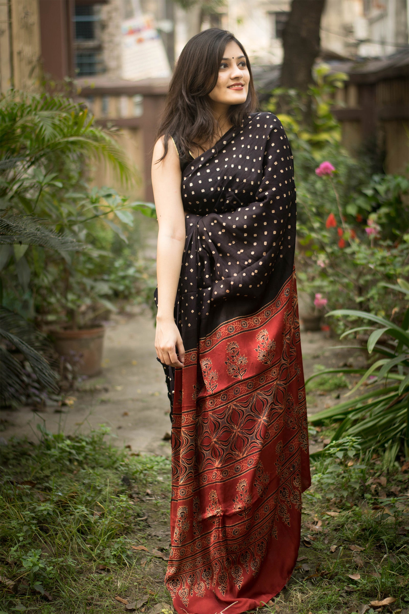Jyoti Fashion Women's Black Imported Silk Satin Digital Printed Designer Saree with Blouse - Distacart