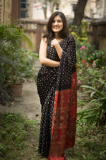 Thumbnail for Jyoti Fashion Women's Black Imported Silk Satin Digital Printed Designer Saree with Blouse - Distacart