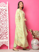 Thumbnail for Jyoti Fashion Women's Pista Green Silk Jacquard Woven with Hand Work Salwar Suit Set - Distacart