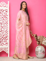 Thumbnail for Jyoti Fashion Women's Pink Silk Jacquard Woven with Hand Work Salwar Suit Set - Distacart
