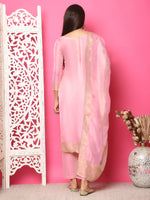 Thumbnail for Jyoti Fashion Women's Pink Silk Jacquard Woven with Hand Work Salwar Suit Set - Distacart