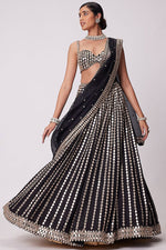 Thumbnail for Jyoti Fashion Women's Black Organza Silk Paper Mirror with Zari Embroidered Lehenga Choli with Dupatta - Distacart
