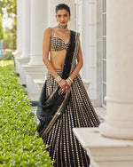 Thumbnail for Jyoti Fashion Women's Black Organza Silk Paper Mirror with Zari Embroidered Lehenga Choli with Dupatta - Distacart