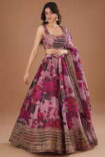 Thumbnail for Jyoti Fashion Women's Multicolor Organza 3MM Sequins with Zari Embroidered Lehenga Choli with Dupatta - Distacart