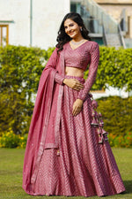 Thumbnail for Jyoti Fashion Women's Metallic Pink Faux Georgette 9MM Sequins with Thread Embroidered Lehenga Choli with Dupatta - Distacart