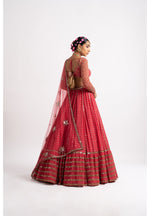Thumbnail for Jyoti Fashion Women's Gajri Red Faux Georgette 3MM, 5MM & 9MM Sequins with Zari Embroidered Lehenga Choli with Dupatta - Distacart