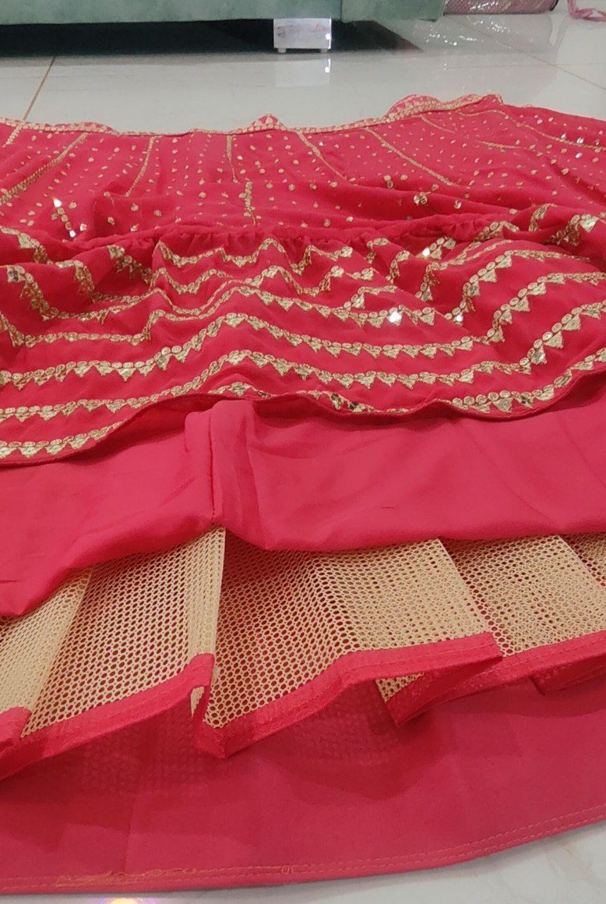Jyoti Fashion Women's Gajri Red Faux Georgette 3MM, 5MM & 9MM Sequins with Zari Embroidered Lehenga Choli with Dupatta - Distacart