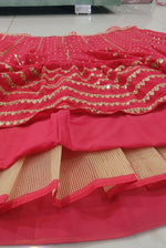 Thumbnail for Jyoti Fashion Women's Gajri Red Faux Georgette 3MM, 5MM & 9MM Sequins with Zari Embroidered Lehenga Choli with Dupatta - Distacart