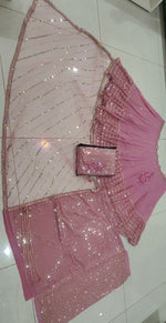 Thumbnail for Jyoti Fashion Women's Metallic Pink Faux Georgette 3MM, 5MM & 9MM Sequins with Zari Embroidered Lehenga Choli with Dupatta - Distacart