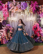 Thumbnail for Jyoti Fashion Women's Blue Faux Georgette 3MM, 5MM & 9MM Sequins with Zari Embroidered Lehenga Choli with Dupatta - Distacart