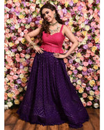 Thumbnail for Jyoti Fashion Women's Purple Faux Georgette 3MM Sequins with Thread Embroidered Lehenga Choli with Dupatta - Distacart