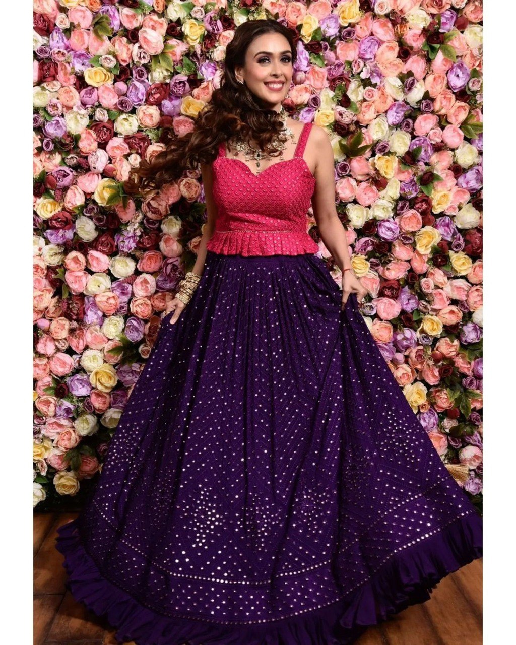 Jyoti Fashion Women's Purple Faux Georgette 3MM Sequins with Thread Embroidered Lehenga Choli with Dupatta - Distacart