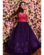 Thumbnail for Jyoti Fashion Women's Purple Faux Georgette 3MM Sequins with Thread Embroidered Lehenga Choli with Dupatta - Distacart