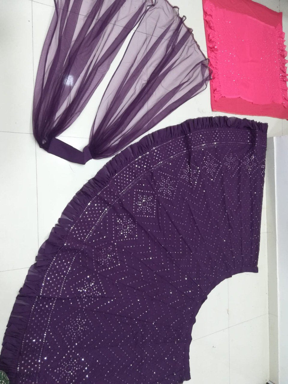 Jyoti Fashion Women's Purple Faux Georgette 3MM Sequins with Thread Embroidered Lehenga Choli with Dupatta - Distacart