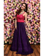 Thumbnail for Jyoti Fashion Women's Purple Faux Georgette 3MM Sequins with Thread Embroidered Lehenga Choli with Dupatta - Distacart