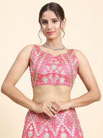 Thumbnail for Jyoti Fashion Women's Pink Devsena Silk 3MM Sequins with Zari Dori Embroidered & Paper Mirror Work Lehenga Choli with Dupatta - Distacart