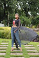 Thumbnail for Jyoti Fashion Women's Black Faux Georgette Leheriya Print with Kutchi Patchwork Ethnic Kurta - Distacart