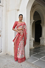Thumbnail for Jyoti Fashion Women's Peach Tussar Silk Zari Woven Traditional Saree with Blouse - Distacart