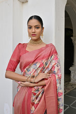 Thumbnail for Jyoti Fashion Women's Peach Tussar Silk Zari Woven Traditional Saree with Blouse - Distacart