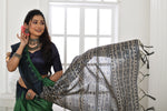 Thumbnail for Jyoti Fashion Women's Green Soft Tussar Silk Printed Temple Border Traditional Saree with Blouse - Distacart