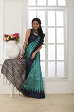 Thumbnail for Jyoti Fashion Women's Firozi Soft Tussar Silk Printed Temple Border Traditional Saree with Blouse - Distacart