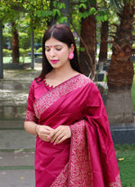 Thumbnail for Jyoti Fashion Women's Pink Handloom Raw Silk Printed Border Traditional Saree with Blouse - Distacart