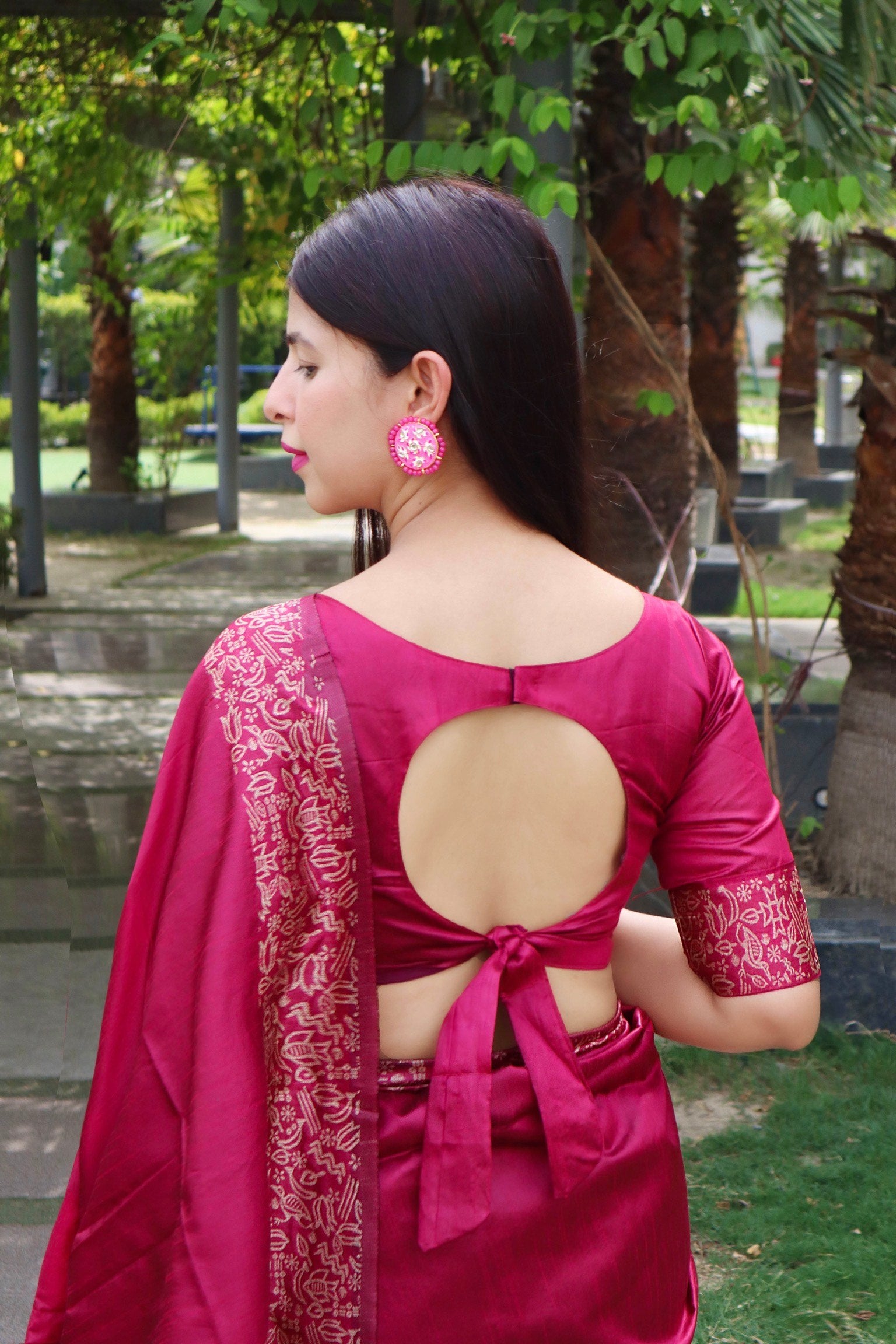 Jyoti Fashion Women's Pink Handloom Raw Silk Printed Border Traditional Saree with Blouse - Distacart