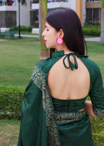 Thumbnail for Jyoti Fashion Women's Green Handloom Raw Silk Printed Border Traditional Saree with Blouse - Distacart
