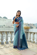 Thumbnail for Jyoti Fashion Women's Firozi Soft Silk Zari Woven Traditional Saree with Blouse - Distacart