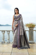 Thumbnail for Jyoti Fashion Women's Grey Soft Silk Zari Woven Traditional Saree with Blouse - Distacart