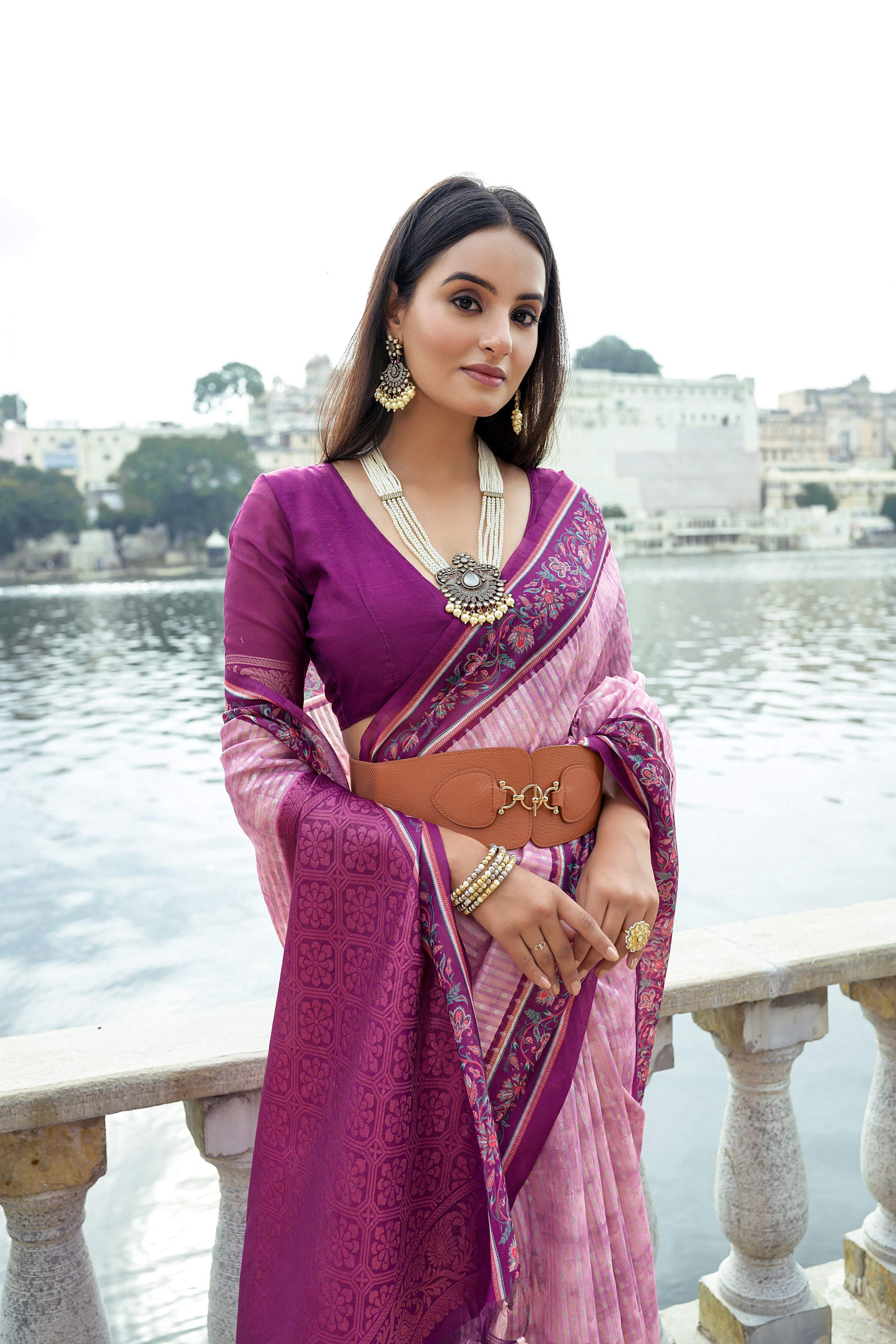 Jyoti Fashion Women's Pink Soft Silk Zari Woven Traditional Saree with Blouse - Distacart