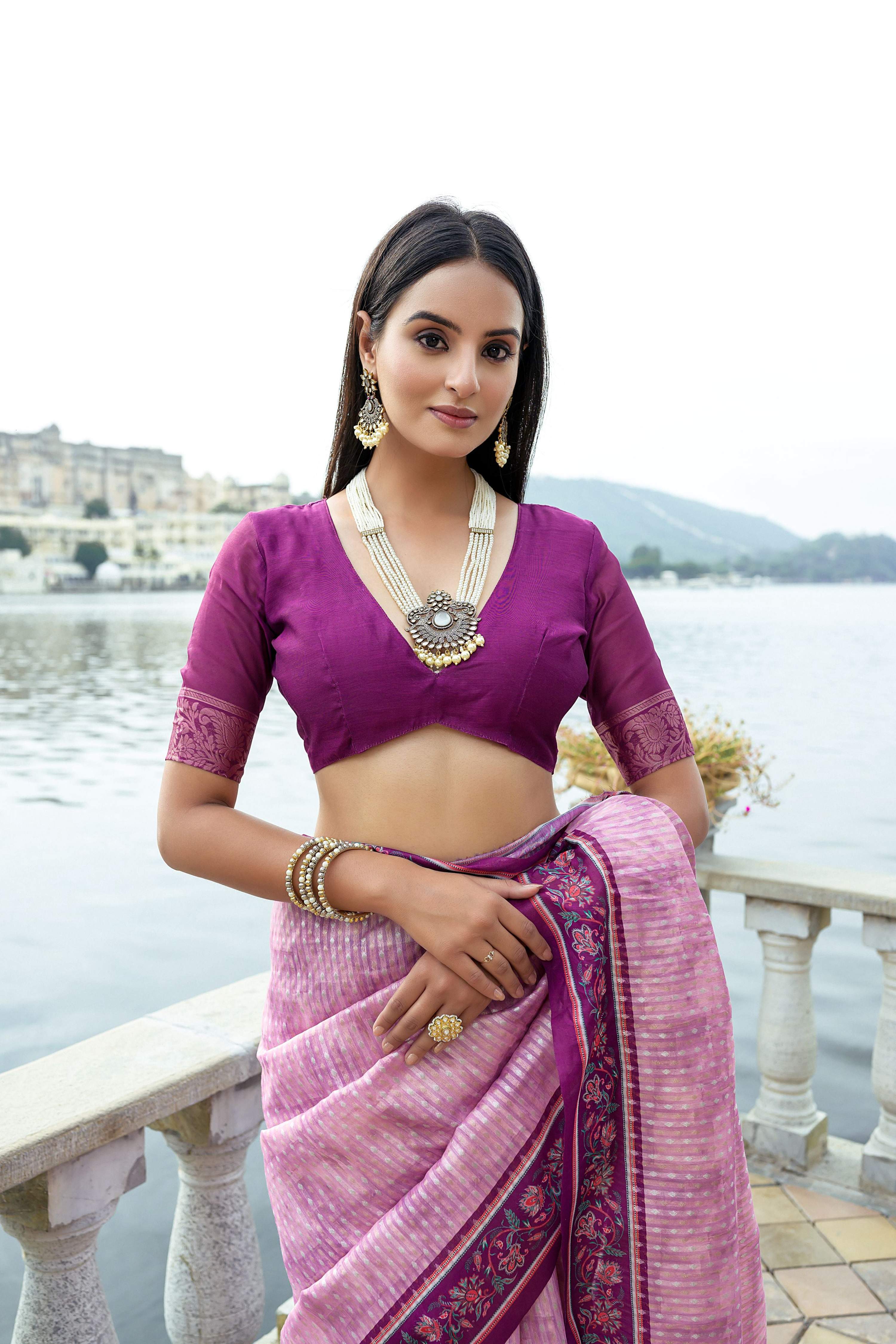 Jyoti Fashion Women's Pink Soft Silk Zari Woven Traditional Saree with Blouse - Distacart