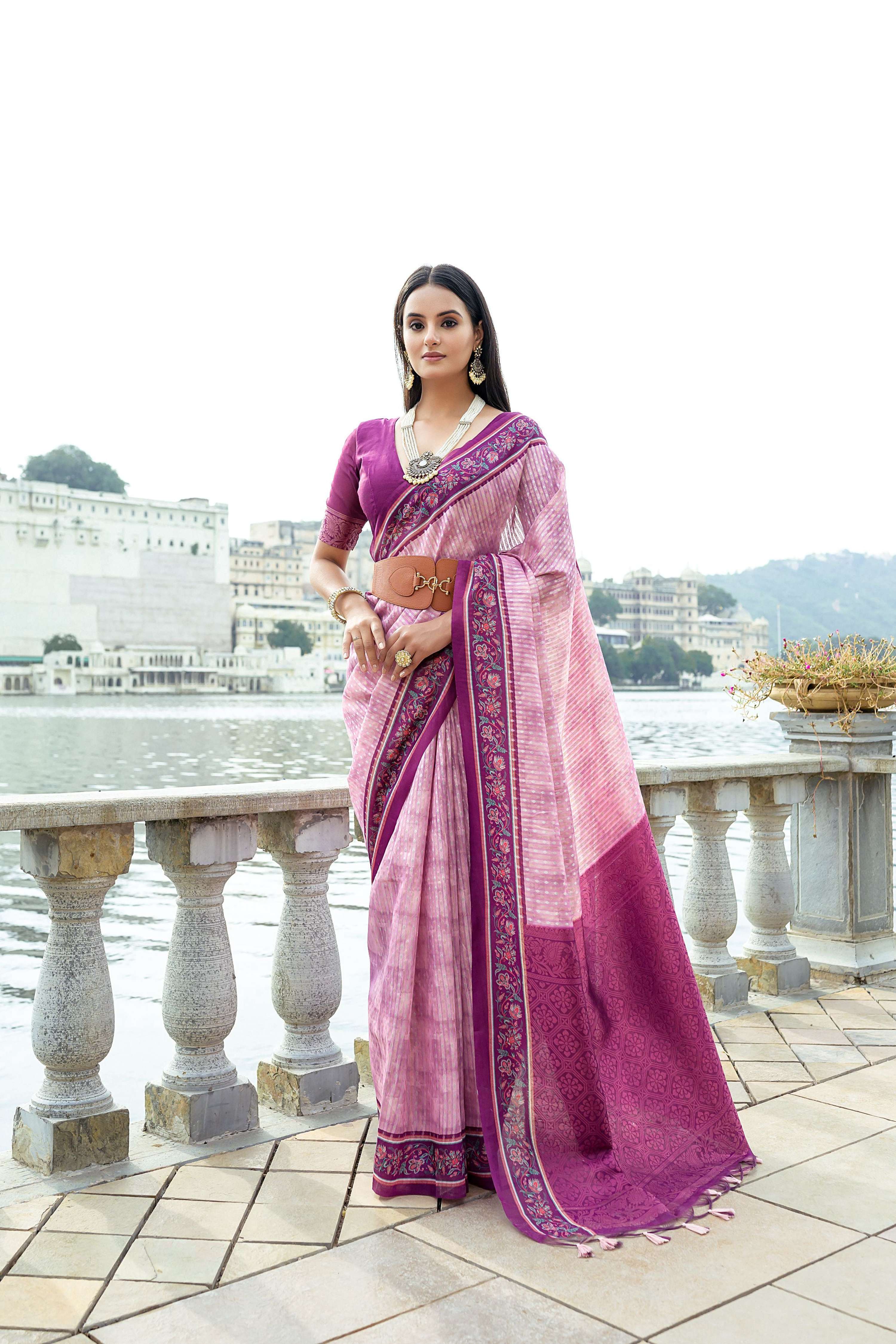 Jyoti Fashion Women's Pink Soft Silk Zari Woven Traditional Saree with Blouse - Distacart