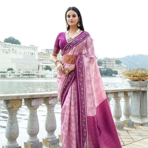 Jyoti Fashion Women's Pink Soft Silk Zari Woven Traditional Saree with Blouse - Distacart