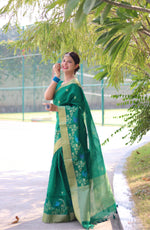Thumbnail for Jyoti Fashion Women's Rama Linen Silk Zari Woven Traditional Saree with Blouse - Distacart