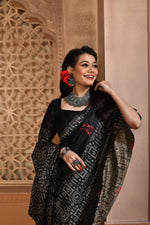 Thumbnail for Jyoti Fashion Women's Black Handloom Raw Silk Weaving Pallu Traditional Saree with Blouse - Distacart