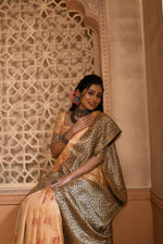 Thumbnail for Jyoti Fashion Women's Cream Handloom Raw Silk Weaving Pallu Traditional Saree with Blouse - Distacart