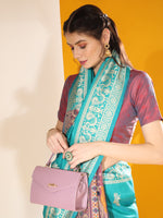 Thumbnail for Jyoti Fashion Women's Firozi Soft Raw Silk Tow Tone Weaving Traditional Saree with Blouse - Distacart