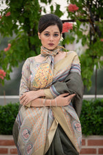 Thumbnail for Jyoti Fashion Women's Verdun Green Soft Tussar Silk Traditional Print & Zari Border Saree with Blouse - Distacart